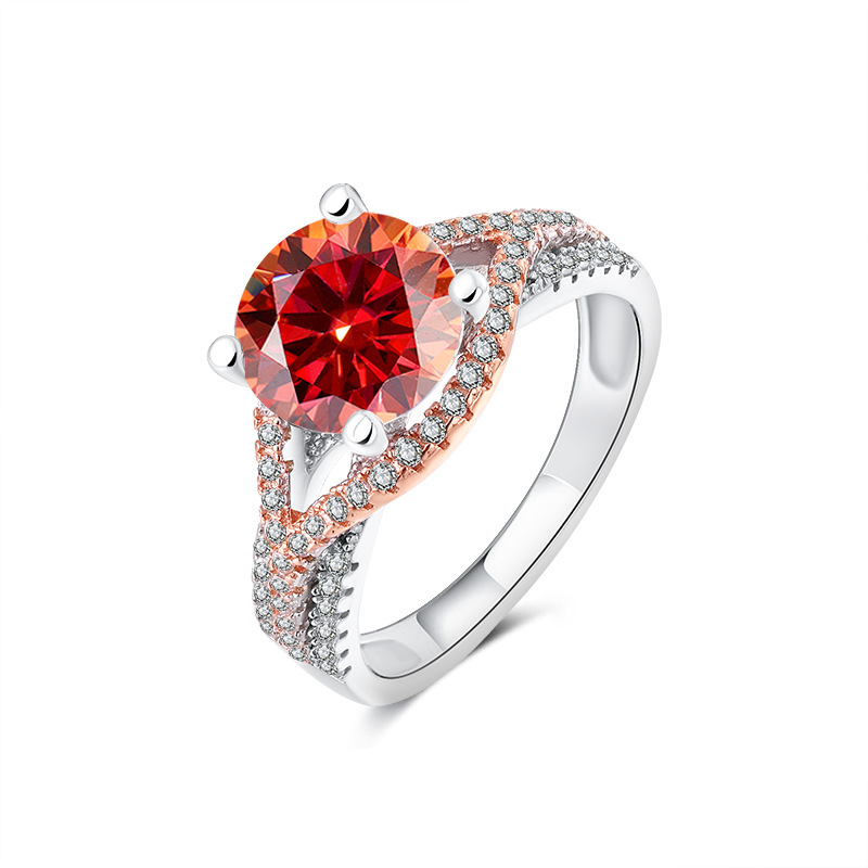 Moissanite rouge orange 2ct + certificat GRA