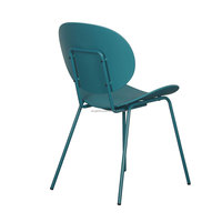 Chaise de salle à manger moderne et contemporaine, ergonomique, durable, écologique, en polypropylène bleu paon, avec pieds en métal