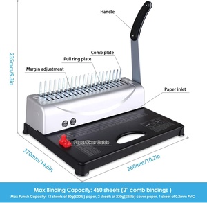 Zequa 21-lỗ lược máy tính ràng buộc Hướng dẫn sử dụng 450 Sheets công suất cho Lược bindings gai chất kết dính cho thư Kích thước A4-A5 giấy - Product Image 2