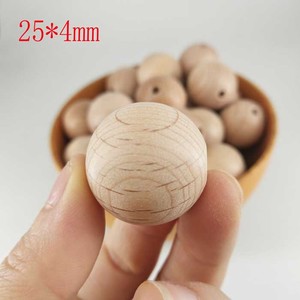 Perles en bois de hêtre naturel de 25mm perles rondes en bois de bricolage pour la fabrication de pinces à sucette - Product Image 2