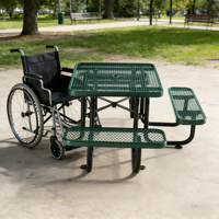 Table de pique-nique moderne en métal thermoplastique durable ADA carrée de 36 pouces, verte, pour parc, mobilier d'extérieur, OEM