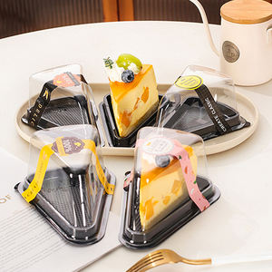 Yuxuan, venta al por mayor, caja de embalaje de pastel de PET transparente, cajas de postre de plástico ovalado reciclable con tenedor - Product Image 3