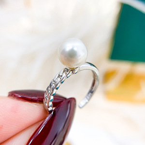 Anillo de Plata S925 con Perla DIY, Moderno y Elegante para Mujer, para Perlas Redondas de 7-8mm, 10152 - Product Image 1