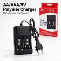 Chargeur de piles rechargeables indépendant à quatre emplacements AA/AAA/9V, entrée 100-240V, sortie 1.2V-800mA, arrêt automatique, pour appareil photo et microphone