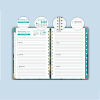 Carnet organisateur/planificateur A5 personnalisable à spirale, 142 pages intérieures, fermeture élastique, carnets en papier personnalisés pour projets