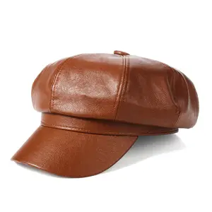 Bérets en cuir de luxe de mode en gros pour femmes, style français - Product Image 1