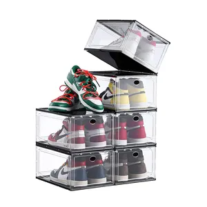 stackable shoe organizer storage box clear plastic stackable side opening plastic shoe box organizer
