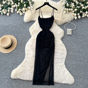 Nuevo <span class=keywords><strong>Vestido</strong></span> Maxi Casual de Verano para <span class=keywords><strong>Mujer</strong></span>, Estilo Túnica Romana con Abertura, Ajustado, de Malla, Corte Imperio - Product Image 3