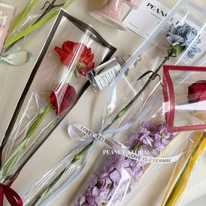 Lot de 50 sacs transparents en cellophane imprimés avec bordure colorée pour fleurs fraîches, sacs d'emballage pour fleuristes - Product Image 5