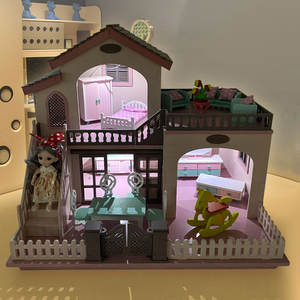 Grande <span class=keywords><strong>maison</strong></span> de poupée éducative en bois rose pour filles, de grande qualité, bricolage, construction en gros, <span class=keywords><strong>maison</strong></span> de poupée en bois pour enfants - Product Image 5