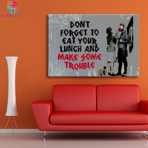 UNIART Make Some Trouble Canvas Art Poster y Wall Art Picture Print Modern Dormitorio Decoración Posters Banksy Graffiti Art - Product Image 3