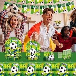 Forniture per feste di <span class=keywords><strong>calcio</strong></span> per 20 ospiti tema <span class=keywords><strong>calcio</strong></span> Set di stoviglie di compleanno decorazioni per la tavola bomboniere piatti di carta tovaglioli forchette - Product Image 3