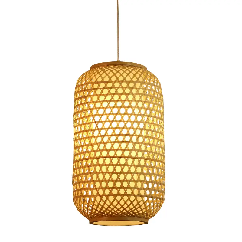 Candelabro de diseño rústico nórdico moderno para cocina, colgante de cesta de bambú led tejida para restaurante, luz vintage