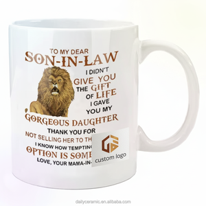 Mug à café en céramique blanche personnalisé, cadeau pour le gendre, imprimé lion, cadeau pour la belle-mère, tasse en porcelaine de 11 oz - Product Image 3