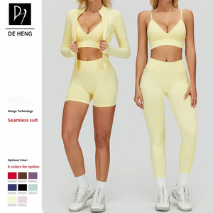 Conjunto de Sujetador Deportivo con Espalda Descubierta y Logotipo Personalizado, Leggings Cortos para Mujer, para Correr, Yoga, Fitness - Product Image 4