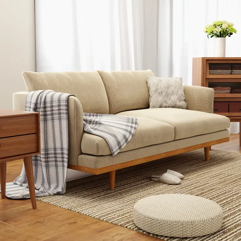 Işık lüks kumaş kanepe küçük daire oturma odası Nordic minimalist japon günlük tarzı kanepe yatak odası mobilyası