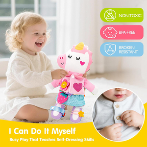 Poupée <span class=keywords><strong>Montessori</strong></span> en peluche 2-en-1 de haute qualité, réversible Licorne & Dinosaure, pour apprendre à se vêler, pour tout-petits et enfants - Product Image 4