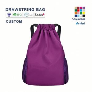 Sac à dos de sport réfléchissant de haute qualité avec cordon de serrage, compartiment à chaussures, imperméable, imprimé, pour hommes et femmes - Product Image 1