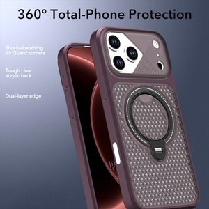เคสโทรศัพท์แม่เหล็กแบบใหม่ ผิวด้าน ระบายความร้อน สำหรับ iPhone 18 13 17 Pro Max 14 15 16 Plus พร้อม 360 °   ฝาครอบป้องกันขาตั้งแบบหมุนได้ - Product Image 5