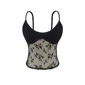 Débardeur pour femme à fines bretelles, dos nu, avec bordure en dentelle et style gilet - Product Image 2