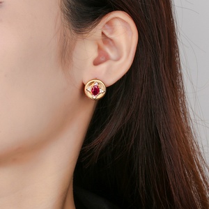 Fashion Jewelry Eco-friendly Copper Oval Cut 5*7mm Multicolor Zircon Vintage Gold Plated Geometric Shape <b>Earrings</b> for Women - Product Image 6