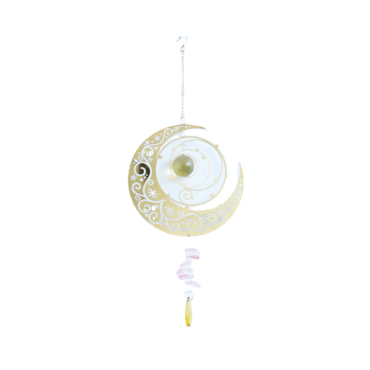 2404 FENGLING Estilo nórdico Ins campana de viento giratoria adornos colgantes decoración del hogar colgante Luna de cristal