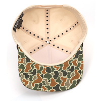 Topi Snapback 5 Panel Berkualitas Tinggi dengan Patch Kulit Motif Camo