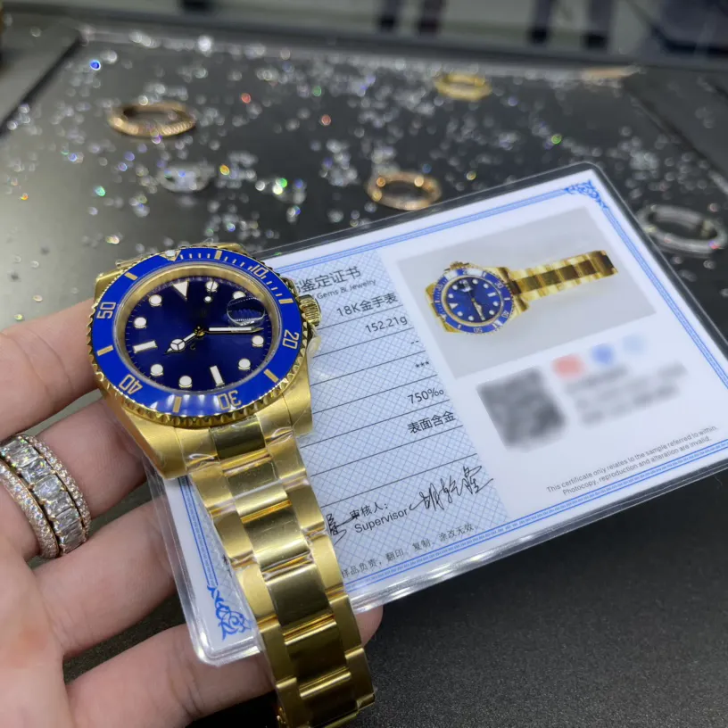 男性のための最高品質の18Kリアルゴールド時計クリーンファクトリー高級自動巻きムーブメント機械式腕時計