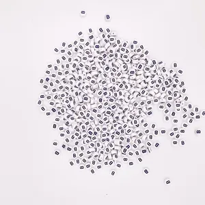 De gros perles noir 1000pcs-Perles rondes plates en acrylique avec lettres noires et blanches, fabrication de bijoux, collier de Bracelet, à faire soi-même, 7mm, 1000 pièces