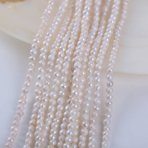 Promotion en gros de perles d'eau douce Keshi défectueuses presque rondes de 3-4 mm, perles roses semi-finies pour la fabrication de bijoux DIY - Product Image 5