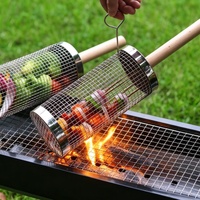 Ustensiles de cuisine pour le camping en plein air, accessoires pour barbecue, cage à barbecue en acier inoxydable, camping en plein air