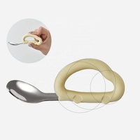 Ensemble de couverts pour bébé en silicone de conception cartoon, cuillère et fourchette, acier inoxydable 316, ensemble de cuillères et de fourchettes d'apprentissage pour bébé