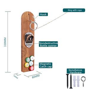 Décapsuleur magnétique en bois à suspendre au mur ou au réfrigérateur, style cowboy, <span class=keywords><strong>jeu</strong></span> de crochets et anneaux Play Platoon - Product Image 5