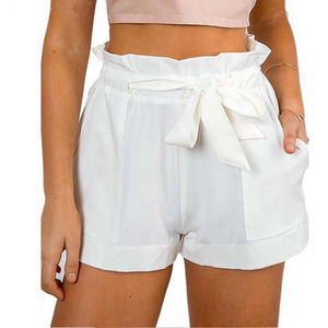 <span class=keywords><strong>Shorts</strong></span> Casual estivi pantaloncini da <span class=keywords><strong>donna</strong></span> accartocciati di <span class=keywords><strong>lino</strong></span> di cotone larghi con coulisse con cintura elastica in vita con tasche - Product Image 3