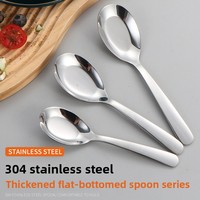 304 Edelstahl Flachbodenlöffel Spiegelpoliert Verstärktes Design für Suppen- und Dessertservierung