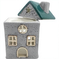 Lampe aromatique en céramique verte Cottage, brûleur d'huile parfumée, support décoratif pour usage intérieur, cadeau pour la maison