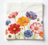 Serviettes en papier jetables imprimées de fleurs Gesang, décoration florale pour table de fête, serviettes jetables à fleurs sauvages fraîches, cocktail, dessert