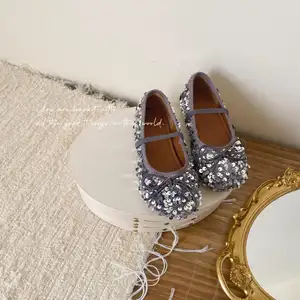 Spring Summer Elastic Band Soft Sole Sequins Girl Princess shoes baby girls dress princess shoes for kids girl