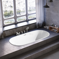Baignoire autoportante en acrylique blanc, design moderne, bain à remous intérieur pour hôtel ou salle de bain à domicile
