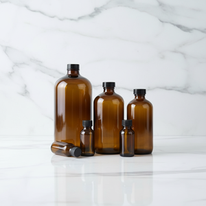 Bouteille en verre ambré avec bouchons à vis pour <span class=keywords><strong>shampoing</strong></span>, gel douche, savon, réactifs et sérums de soin de la peau, idéale pour les voyages et le stockage en entreprise - Product Image 1