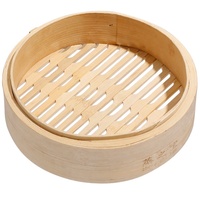 ESTICK Cuiseur vapeur pliable en bambou de qualité commerciale, mini-cuiseur vapeur profond à fond plat avec couvercle pour cuisson à la vapeur et petites soupes