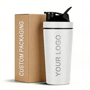 Bouteille Shaker en Acier Inoxydable à Logo Personnalisé avec Bille Mélangeuse, Gobelet Isotherme Métallique pour Mélanges Protéinés, Shakes et Pre-Workout - Product Image 1