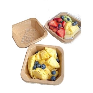 Cuenco de papel Kraft rectangular biodegradable personalizado, tapa de ensaladera octogonal desechable para aperitivos, Sushi, artesanía de azúcar - Product Image 3