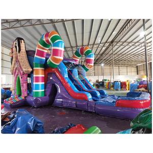Château gonflable commercial double piste pour enfants, thème bonbons, <span class=keywords><strong>avec</strong></span> <span class=keywords><strong>piscine</strong></span> géante, prix usine, en vente - Product Image 5