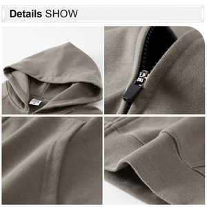 Venta al por mayor 450 gramos de algodón con cremallera sudaderas con capucha de alta calidad ropa de calle personalizada de gran tamaño gota hombro cremallera Sudadera con capucha - Product Image 4