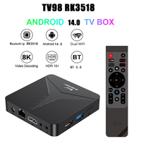 Nuevo ATV con Sistema Operativo Android 14, TV98 ATV RK3518 Quad Core, Doble Wifi, 2/16 GB, Android Stick Set Top Box, Compatible con Resolución 8K