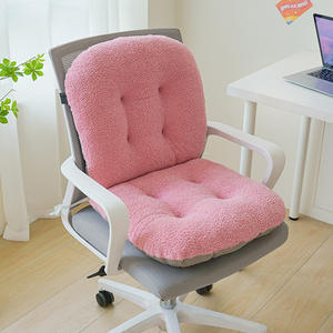Cojín de Asiento con Soporte Lumbar de Felpa para Invierno, Almohadilla Integrada para Silla de Oficina, Color Sólido, Alivio de Presión, Fibra de Poliéster - Product Image 1