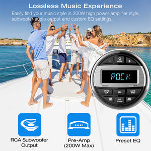 JMC étanche <span class=keywords><strong>Marine</strong></span> stéréo MP3 Radio FM AM EQ USB BT Player Musique AUX pour Golf Car <span class=keywords><strong>Marine</strong></span> Boat - Product Image 5