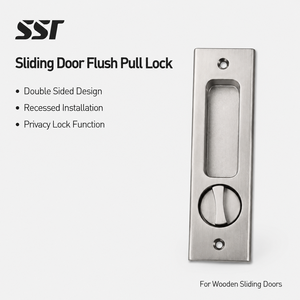 Stainless Steel Recessed Flush Pull Handle Lock Double Sided Sliding Door Privacy Lock for Wooden Pocket Door - Product Image 1
