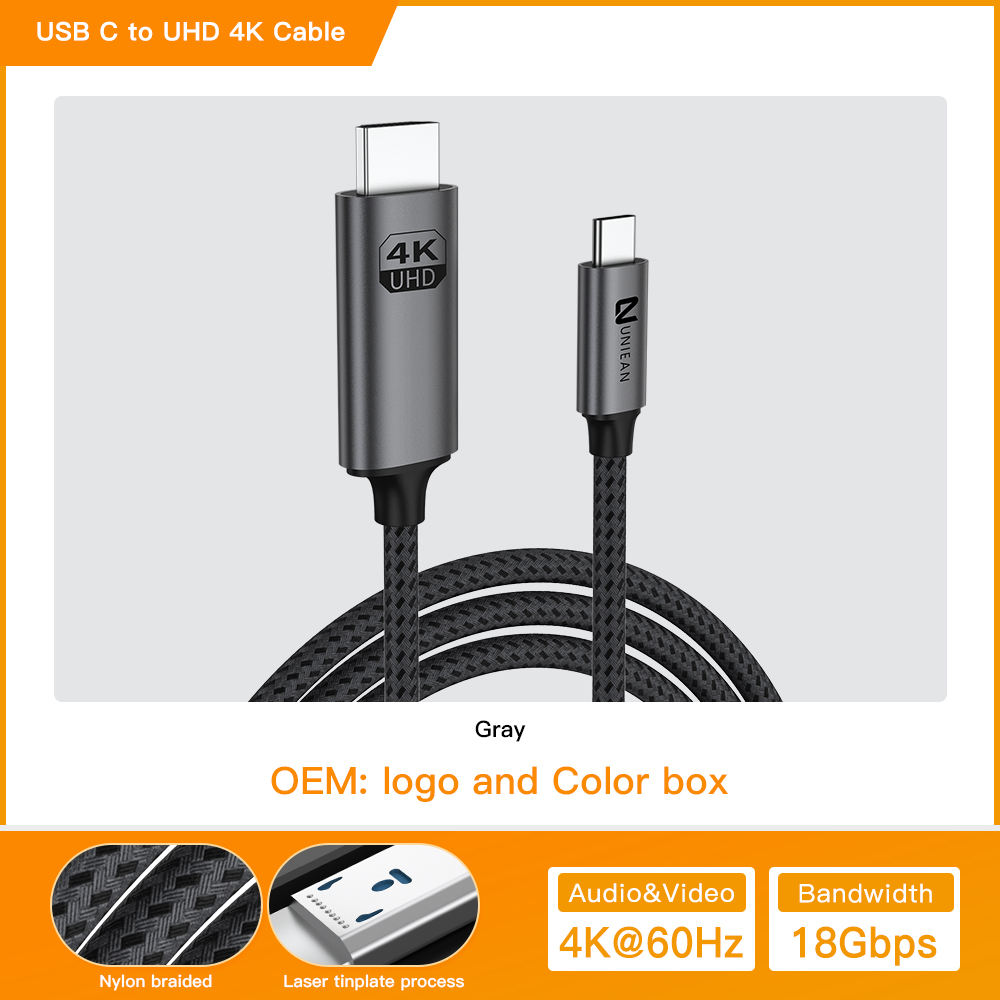 Gray HDMI 2.0  4k@60Hz C TO DHMI  [NO.6]